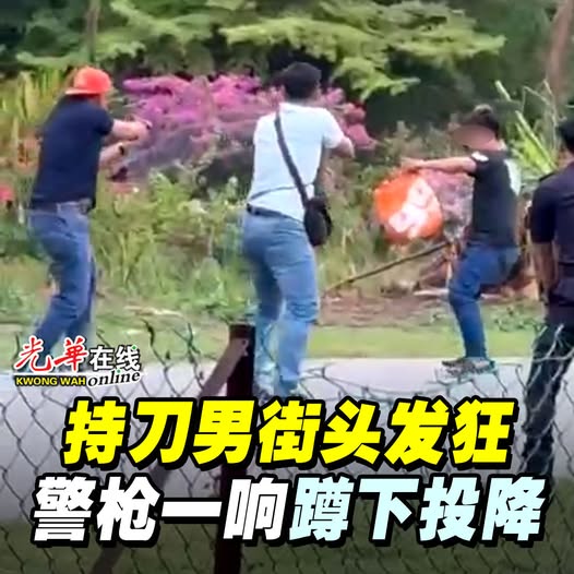 持刀男街头发狂  警枪一响 蹲下投降（附视频）