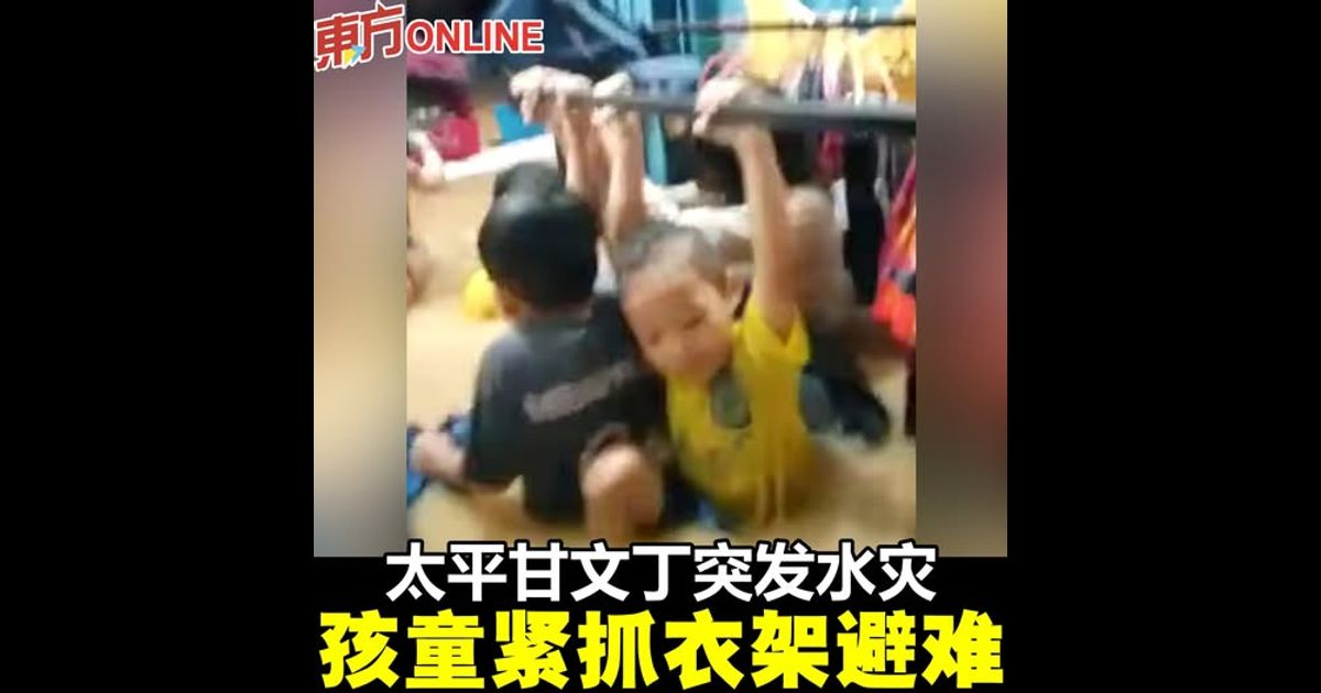 太平甘文丁突发水灾　孩童紧抓衣架避难令人心惊