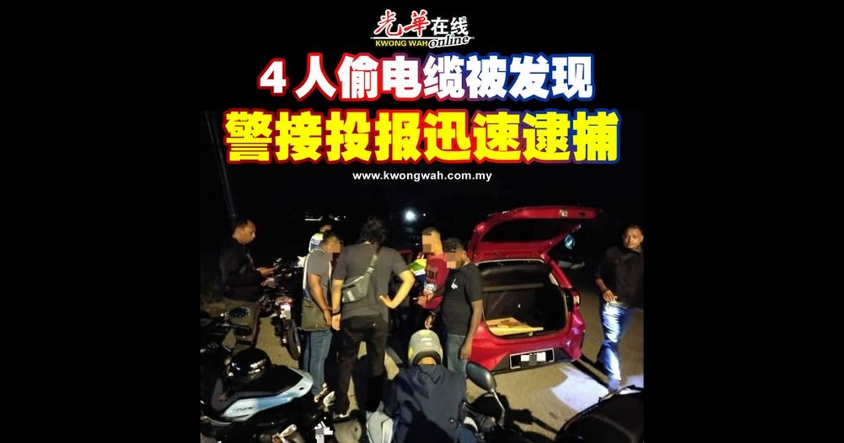 4人偷电缆被发现 警接投报迅速逮捕