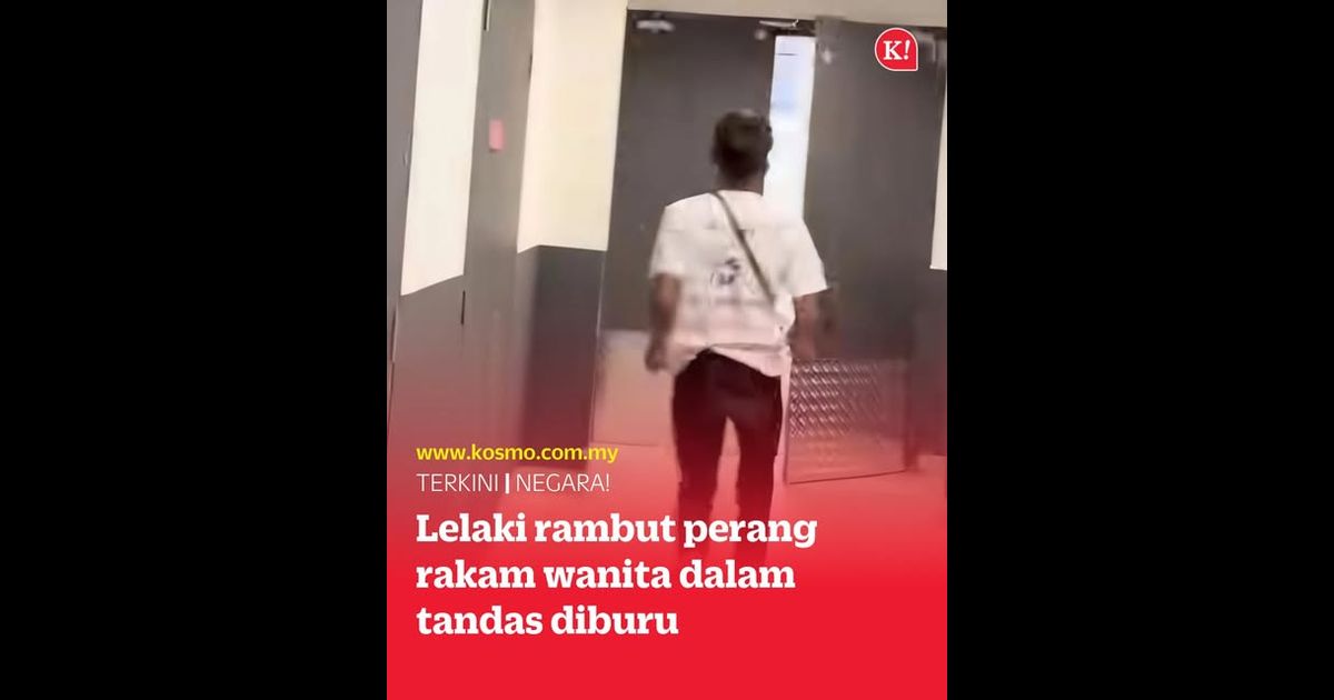 Lelaki rambut perang rakam wanita dalam tandas diburu