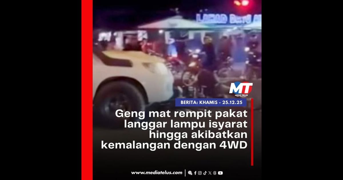 Geng mat rempit pakat langgar lampu isyarat hingga akibatkan kemalangan dengan 4WD