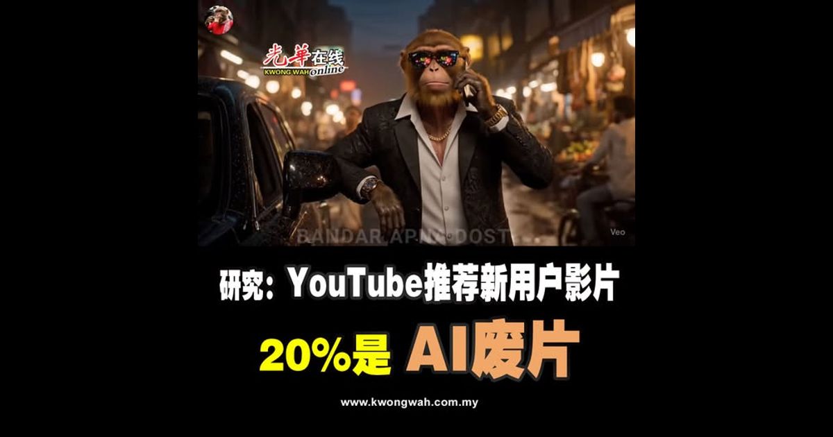 研究：YouTube推荐新用户影片 20%是“AI废片”