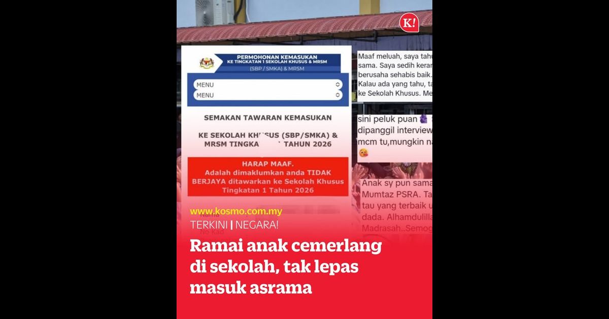 Ramai anak cemerlang di sekolah, tak lepas masuk asrama