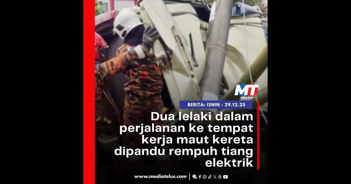 Dua lelaki dalam perjalanan ke tempat kerja maut kereta dipandu rempuh tiang elektrik