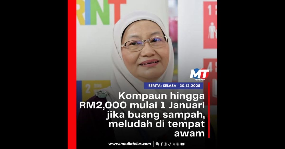 Kompaun hingga RM2,000 mulai 1 Januari jika buang sampah, meludah di tempat awam