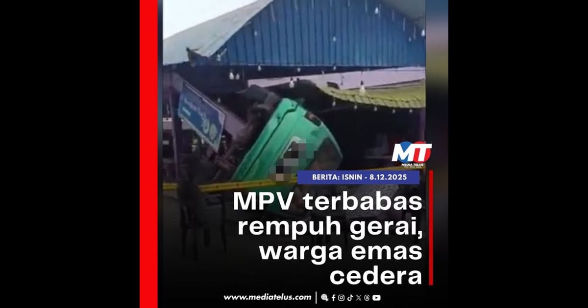 MPV terbabas rempuh gerai, warga emas cedera