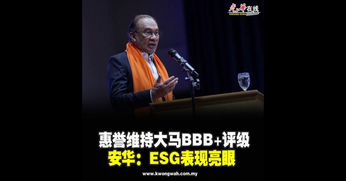 惠誉维持大马BBB+评级 安华:ESG表现亮眼