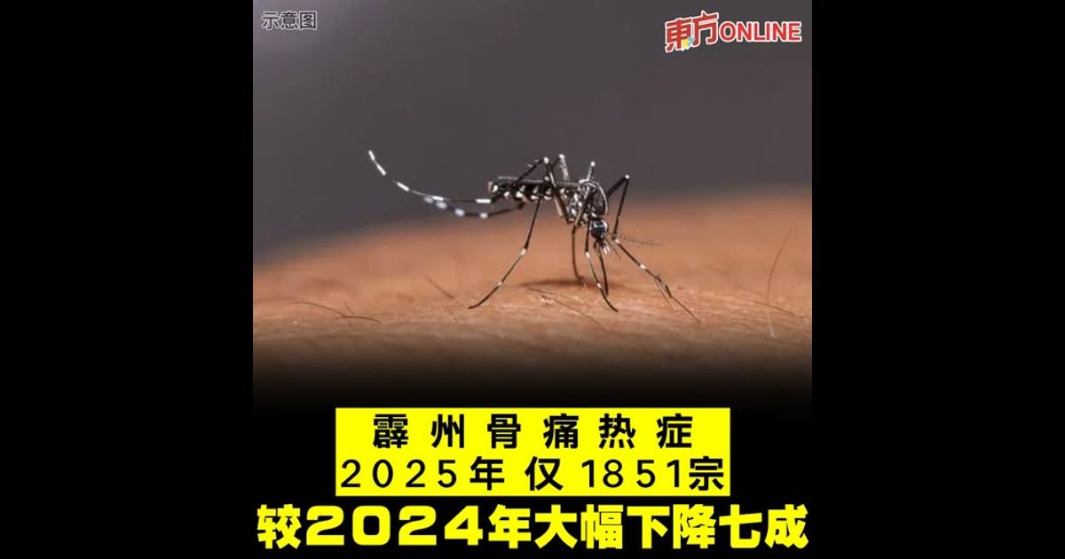 霹州骨痛热症2025年仅1851宗　较2024年大幅下降七成