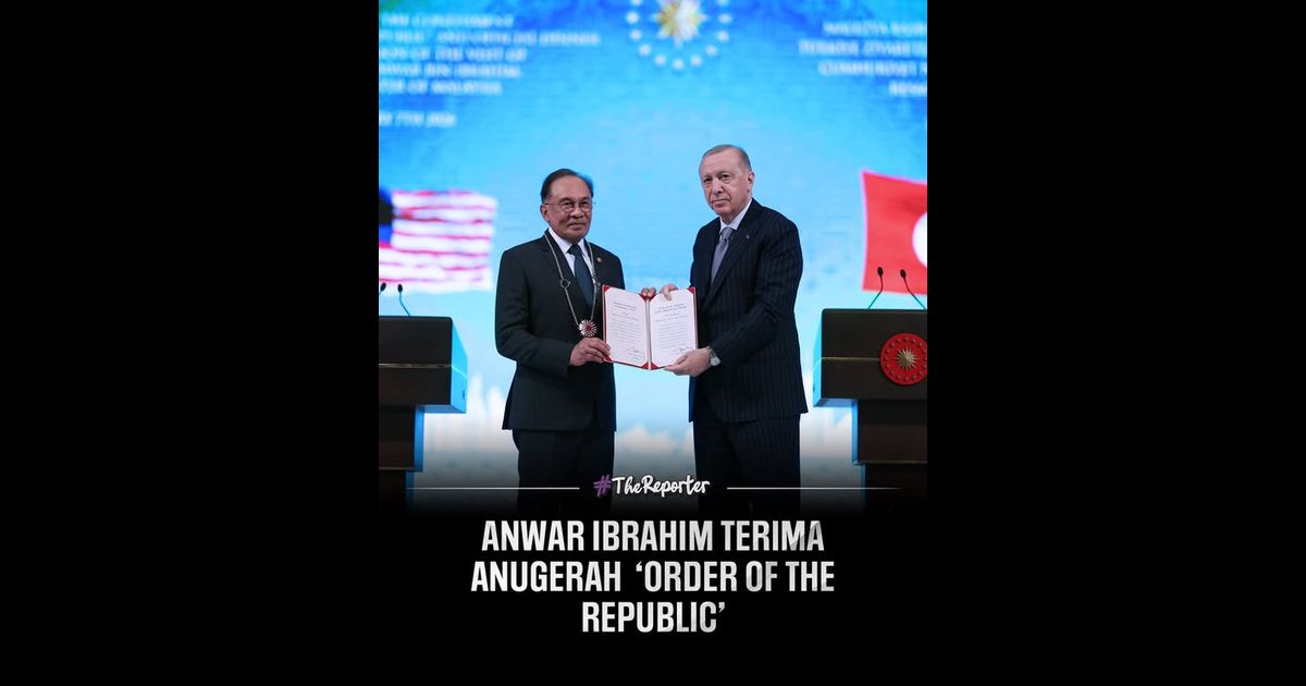 Perdana Menteri, Datuk Seri Anwar Ibrahim menerima anugerah ‘Order of the Republic’, penghormatan tertinggi Republik Türkiye, yang disampaikan Presiden Recep Tayyip Erdoğan sempena lawatan rasmi beliau ke negara itu.