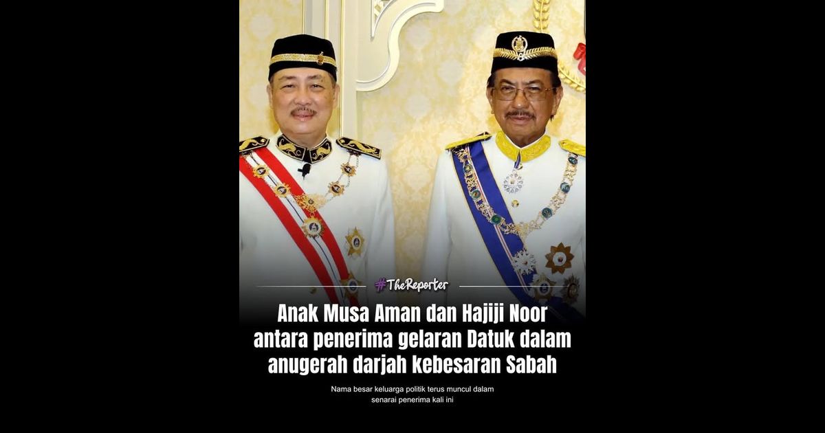 Anak kepada Musa Aman dan anak Hajiji Noor antara yang menerima darjah kebesaran Sabah sempena ulang tahun rasmi ke-75 Musa di Istana Seri Kinabalu.