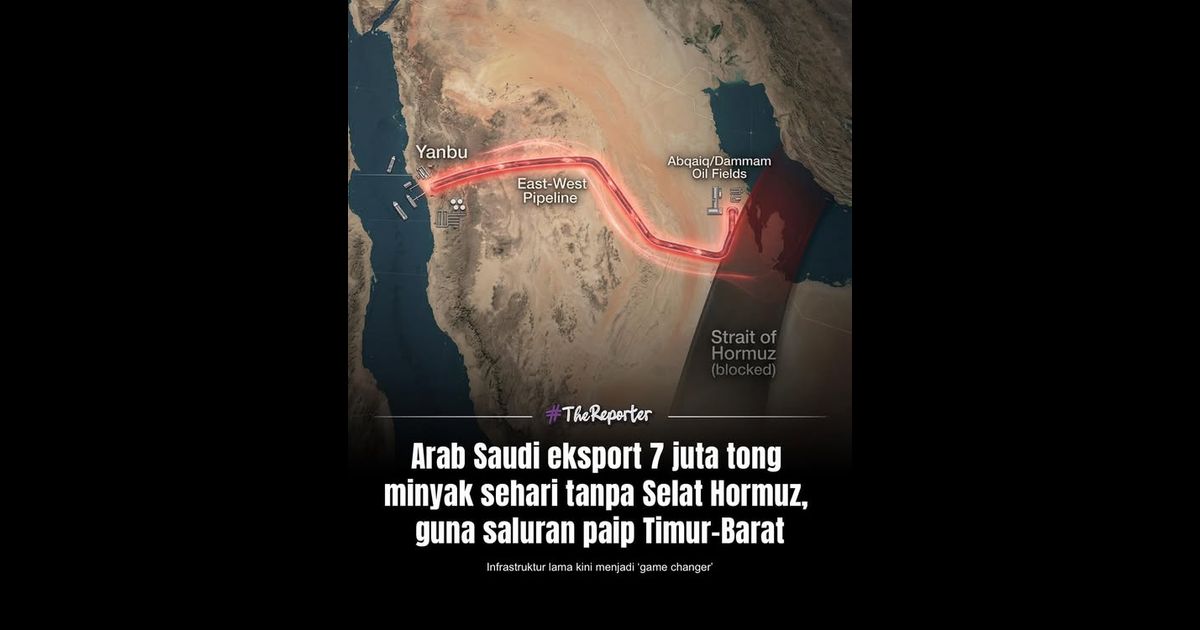 Arab Saudi kini mampu meneruskan eksport minyak sehingga 7 juta tong sehari tanpa bergantung kepada Selat Hormuz melalui penggunaan saluran paip Timur-Barat.