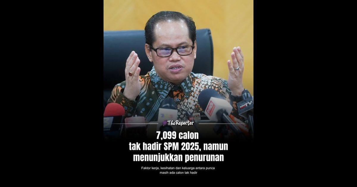 Jumlah calon yang tidak hadir SPM 2025 menurun kepada 7,099 orang berbanding 8,108 tahun lalu, menurut Ketua Pengarah Pendidikan, Datuk Mohd Azam Ahmad.