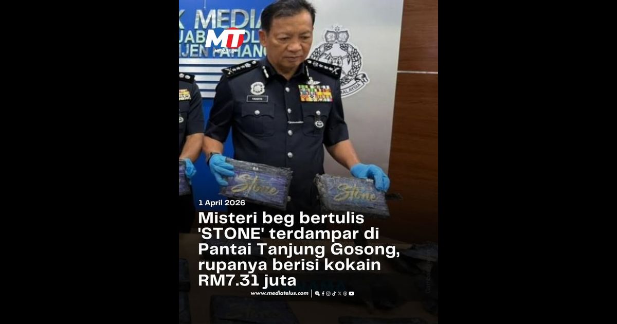 Misteri beg bertulis ‘STONE’ terdampar di Pantai Tanjung Gosong, rupanya berisi kokain RM7.31 juta